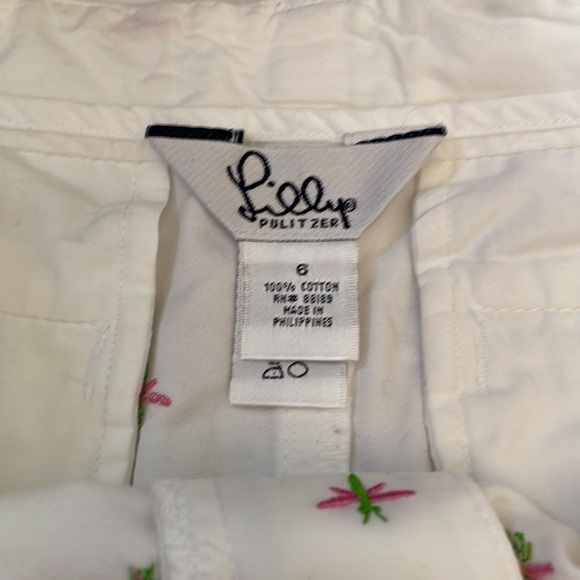 𝅺LILLY Pulitzer Snappy Mini Skirt White Dragonfly Cotton Size 6 Small EUC - Picture 7 of 7